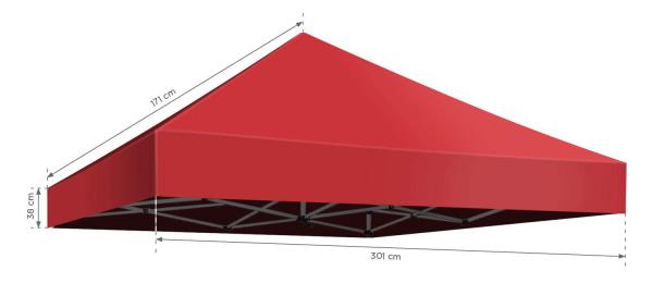 Střecha pro stan 3x3m červená